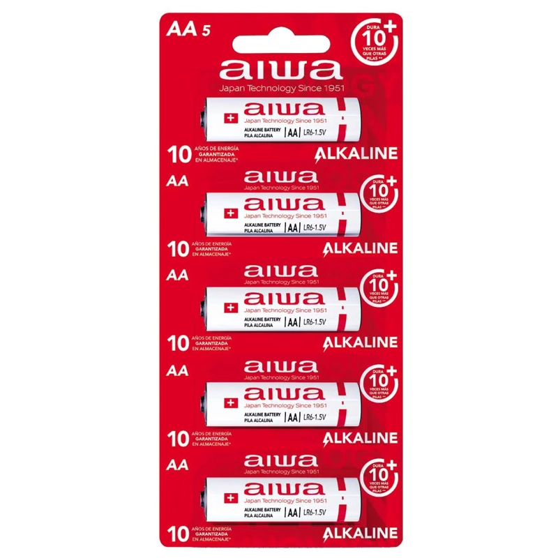 PACK 5 PILAS ALCALINAS AA AIWA LR6 TIRA - 2