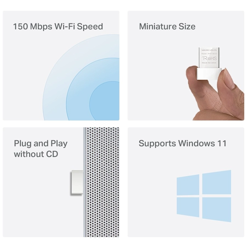 ADAPTADOR USB WIFI NANO 150MBPS MERCUSYS MW150US - 5
