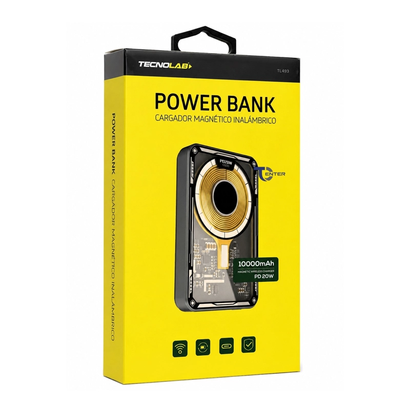 CARGADOR PORTATIL POWERBANK INALAMBRICO QI 10.000MHA TECNOLAB TL493Y - 5
