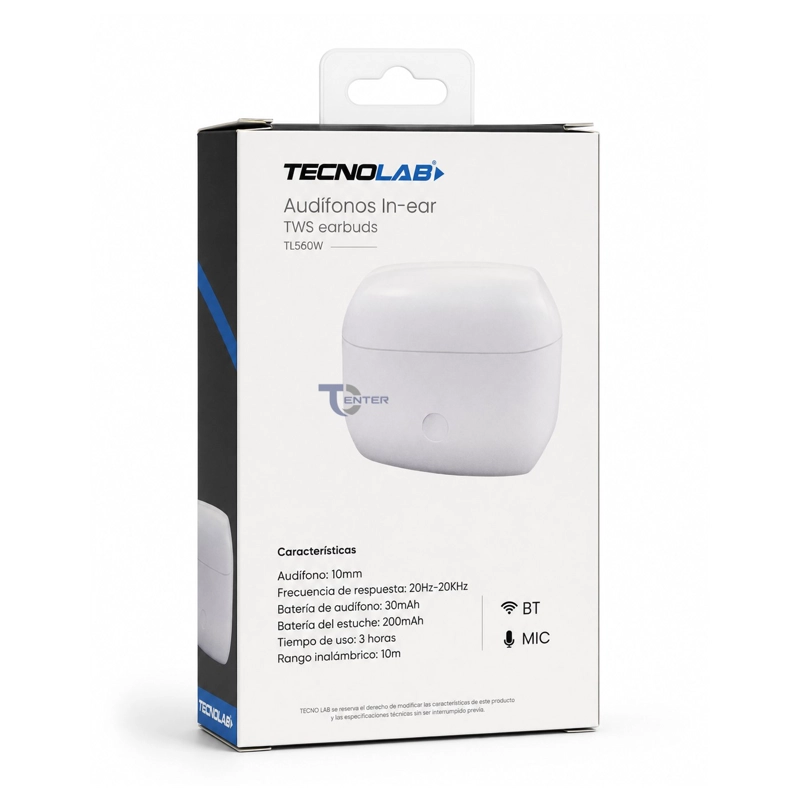 AUDIFONOS INALAMBRICOS BT IN-EAR TECNOLAB TL566W BLANCOS - 4