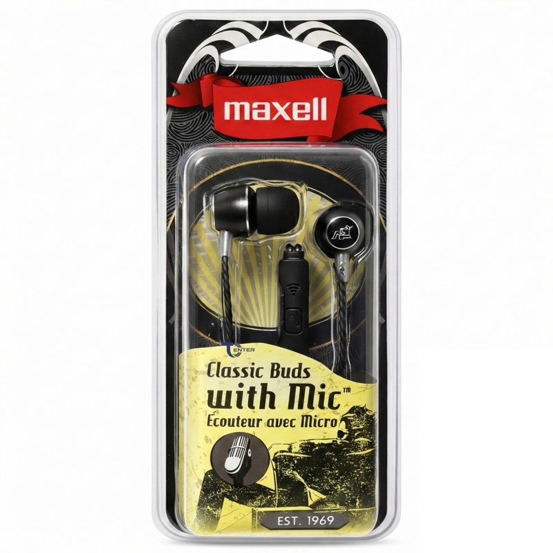 AUDIFONOS MAXELL CLASSIC BUDS CON MIC CEB-B 3.5MM METALICOS - 2