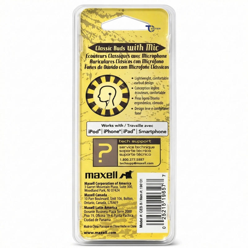 AUDIFONOS MAXELL CLASSIC BUDS CON MIC CEB-B 3.5MM METALICOS - 3