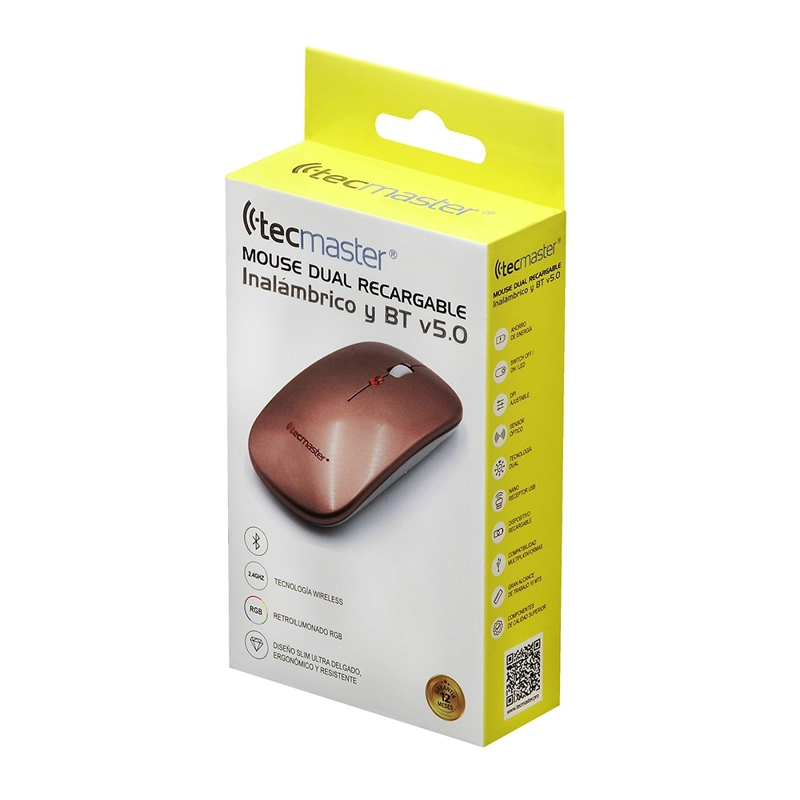 MOUSE SLIM DUAL INALAMBRICO TECMASTER RECARGABLE ROSA - 4