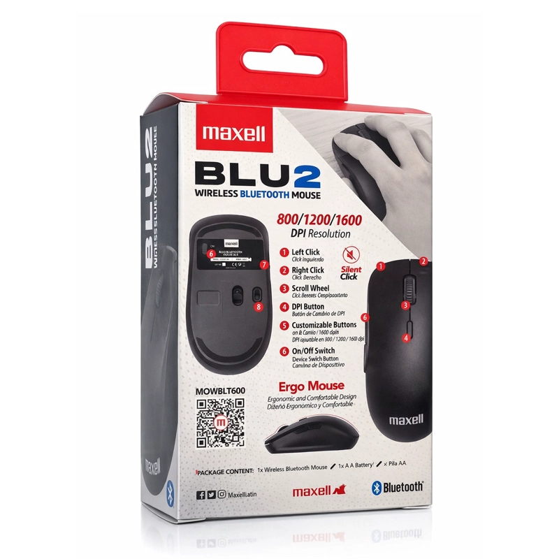 MOUSE BLUETOOTH INALAMBRICO MAXELL BLU2 1600 DPI NEGRO - 5