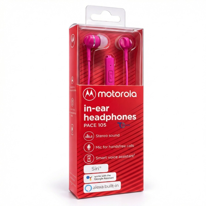 AUDIFONOS MOTOROLA PACE 105 CON MIC 3.5MM ROSADO - 2