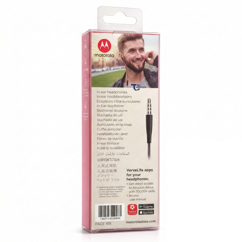 AUDIFONOS MOTOROLA PACE 105 CON MIC 3.5MM ROSADO - 3