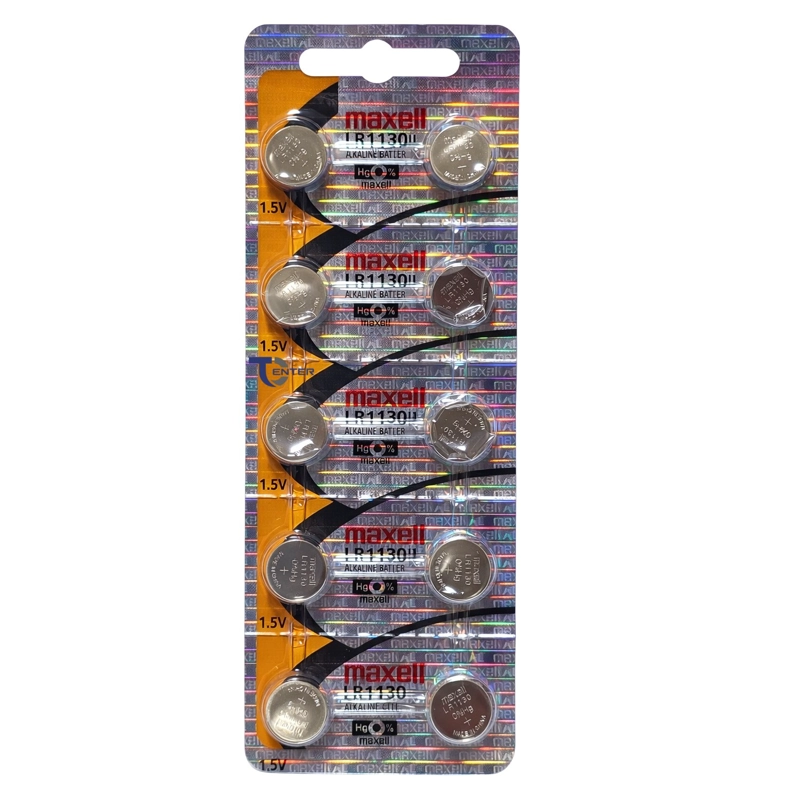PACK 10 PILAS LR1130 (AG10) 1.5V MAXELL TIPO BOTON HOLOGRAMA - 1