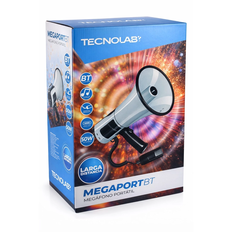 MEGAFONO TECNOLAB TL852 RECARGABLE BLUETOOTH 50W ALCANCE 400M - 4