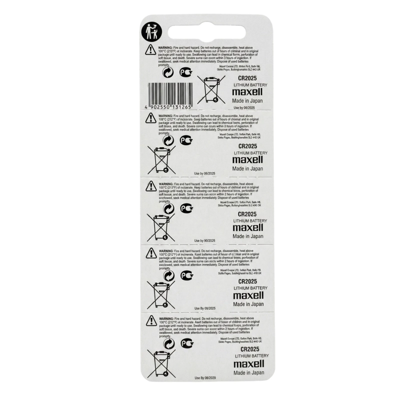 PACK 5 PILAS CR 2025 3V MAXELL TIPO BOTON HOLOGRAMA - 3