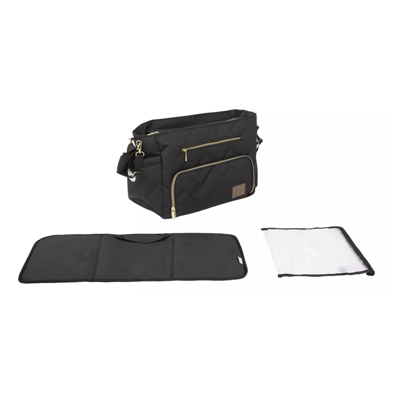 BOLSO MATERNAL PAÑALERA INFANTI MOTTO GOLD NEGRO - 4
