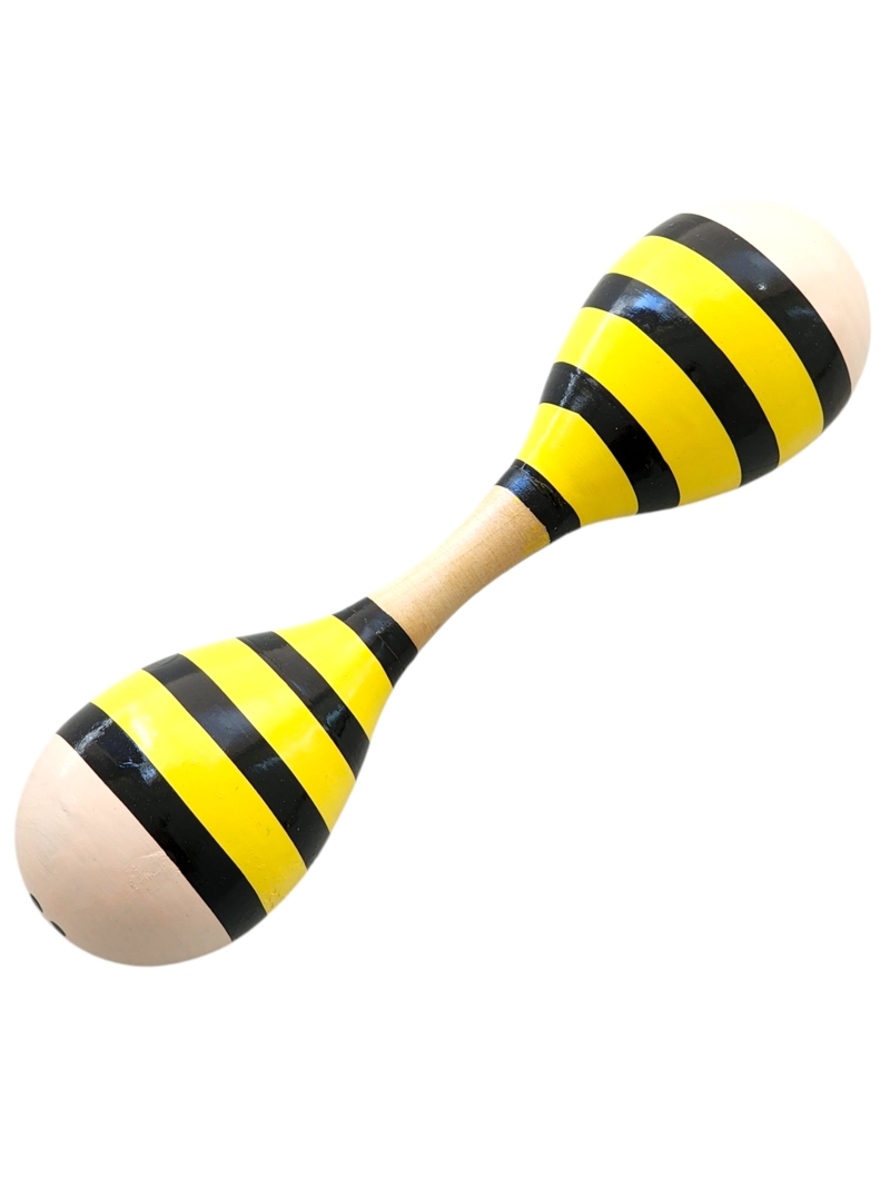 MARACA DOBLE DE MADERA SONAJERA NIÑOS ABEJITA 55503 - 1