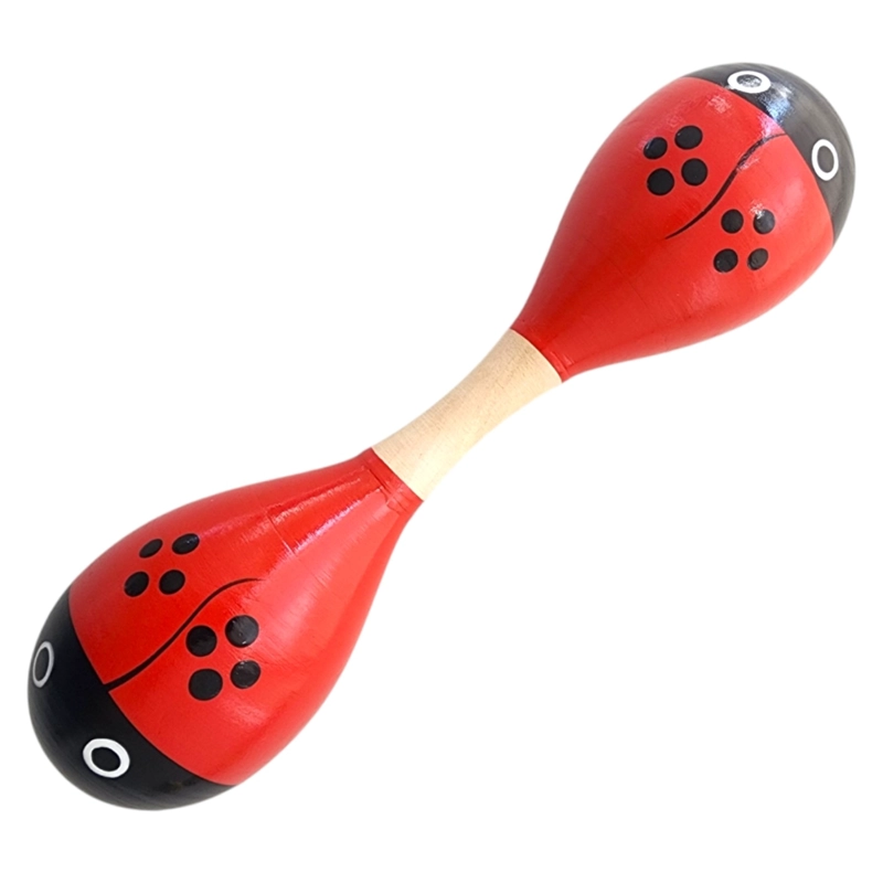 MARACA DOBLE MARTILLO DE MADERA SONAJERA NIÑOS ROJA 55503 - 1