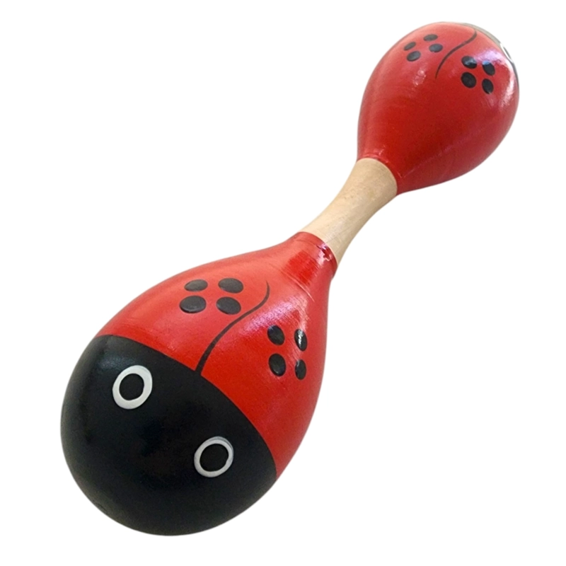 MARACA DOBLE MARTILLO DE MADERA SONAJERA NIÑOS ROJA 55503 - 2