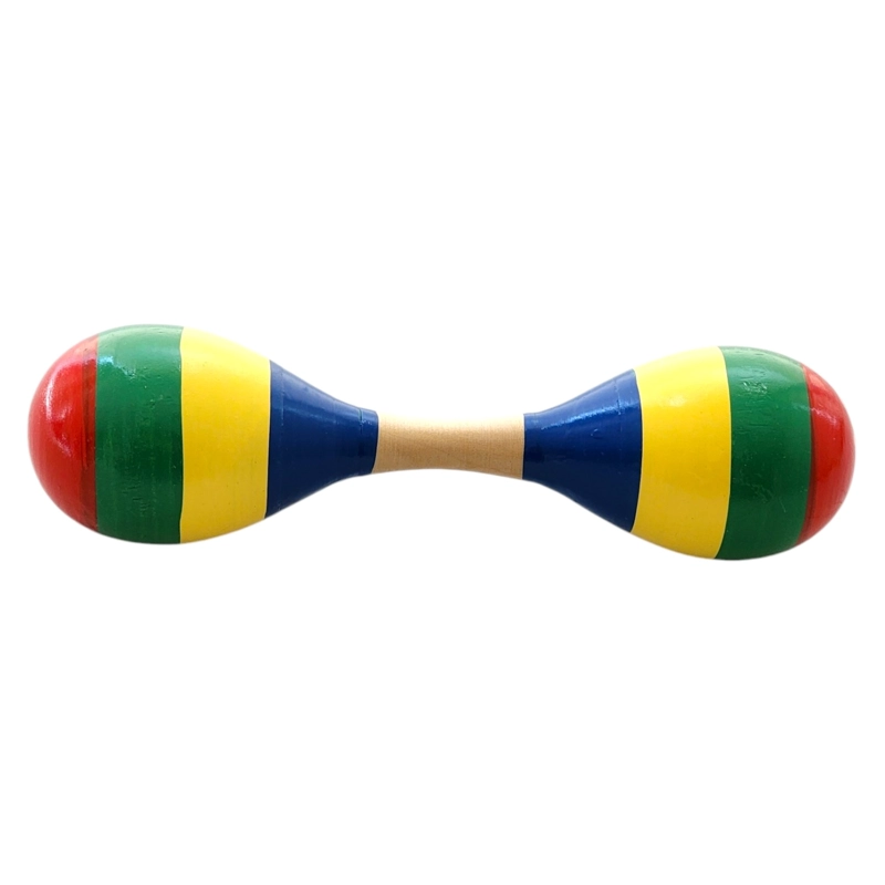 MARACA DOBLE DE MADERA SONAJERA NIÑOS FRANJAS COLORES 55503 - 3