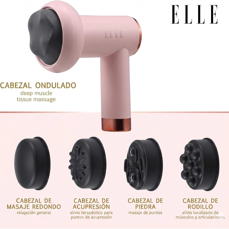 MASAJEADOR INALAMBRICO ELLE SHIATSU EL1718 ROSA - 2