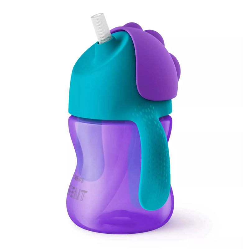 VASO BOMBILLA FLEXIBLE 200ML AVENT DINO MORADO 9M+ SCF796/02 - 2