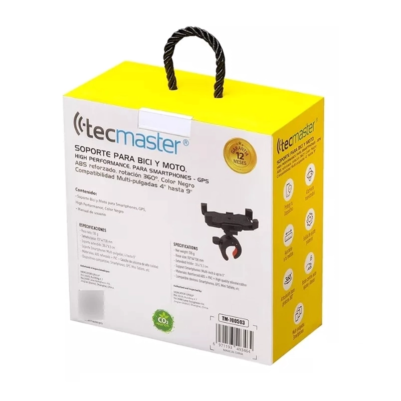 SOPORTE BICICLETA Y MOTO CELULAR ROTACION 360 TECMASTER - 5