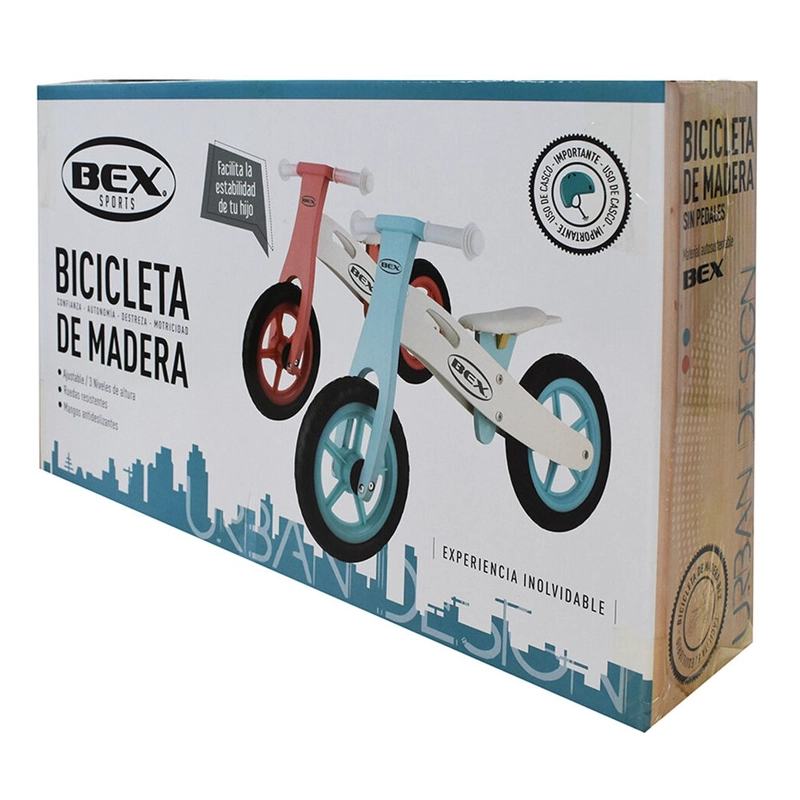 BICICLETA MADERA EQUILIBRIO APRENDIZAJE SIN PEDAL AZUL BEX - 5