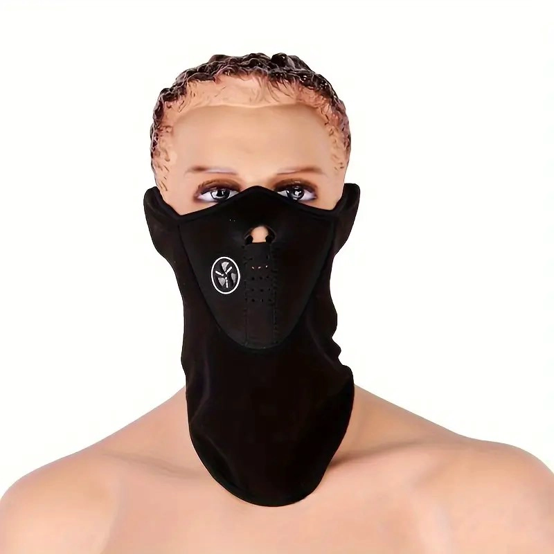 MASCARA MOTO O BICICLETA DE NEOPRENO Y POLAR NEGRO - 2