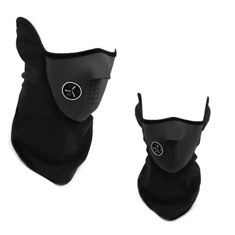 MASCARA MOTO O BICICLETA DE NEOPRENO Y POLAR NEGRO - 3