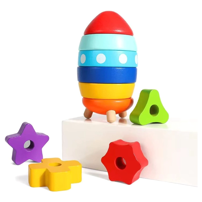 TORRE APILABLE COHETE DE MADERA ENCAJE 10PCS - 1