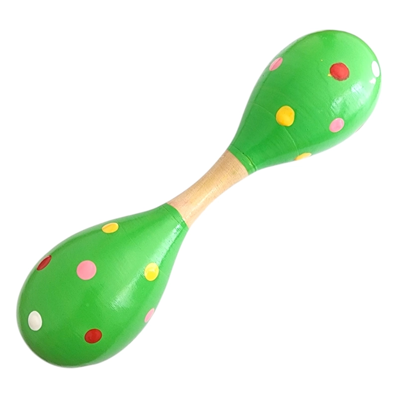 MARACA DOBLE MARTILLO DE MADERA SONAJERA NIÑOS VERDE 55503 - 1