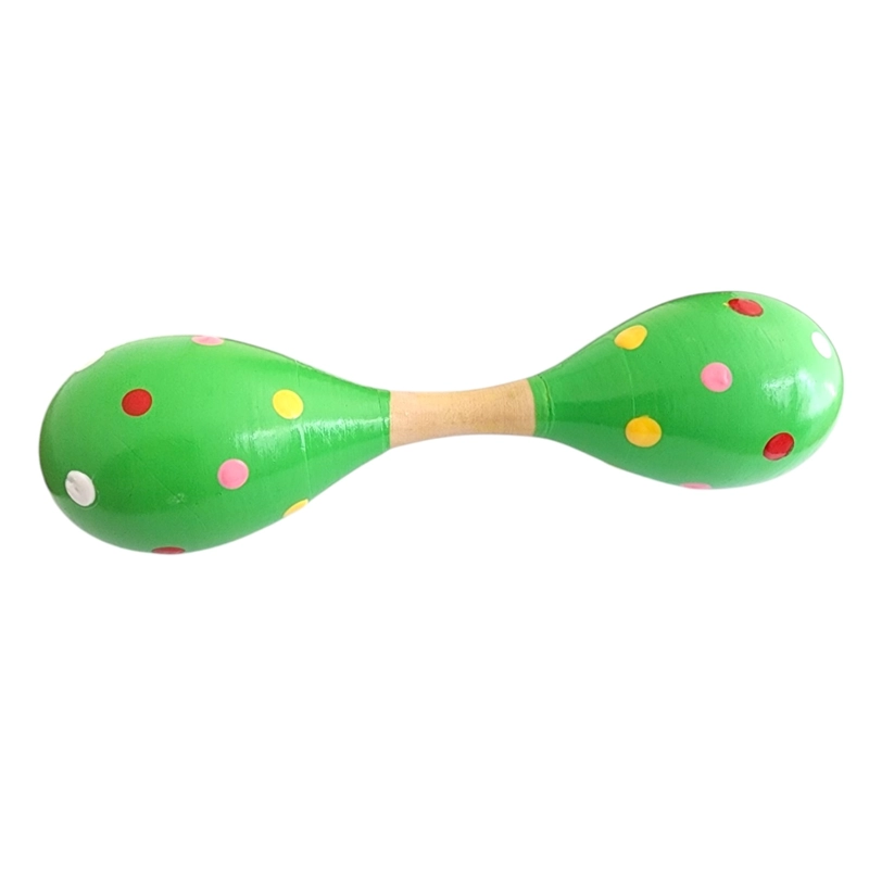 MARACA DOBLE MARTILLO DE MADERA SONAJERA NIÑOS VERDE 55503 - 2