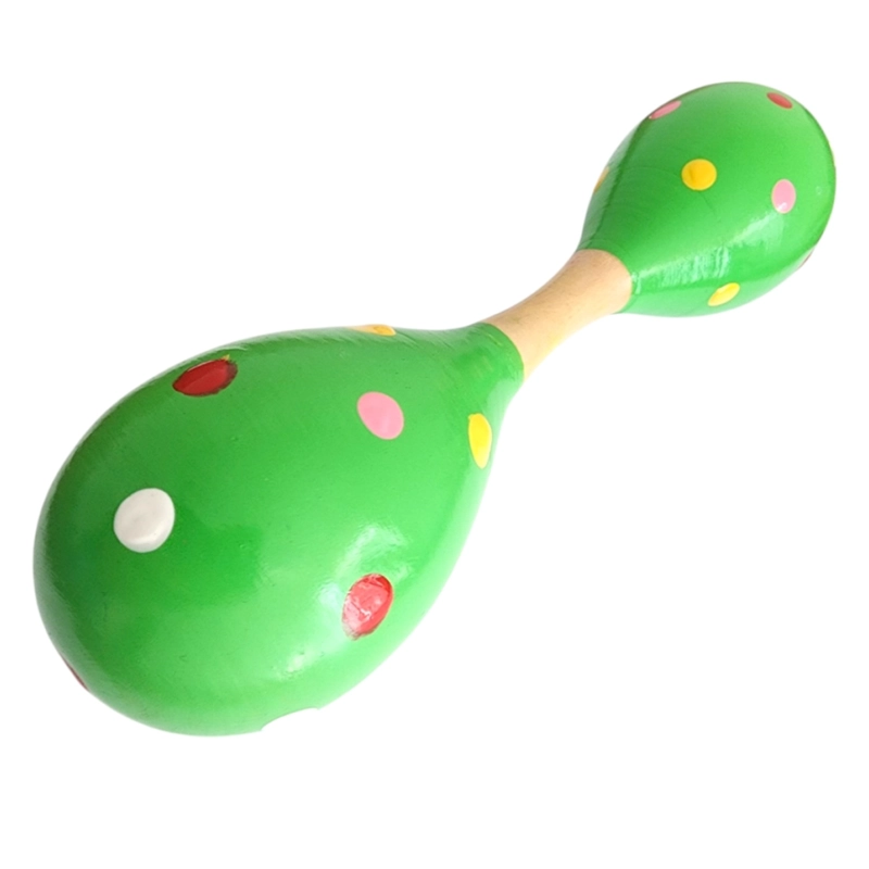 MARACA DOBLE MARTILLO DE MADERA SONAJERA NIÑOS VERDE 55503 - 3
