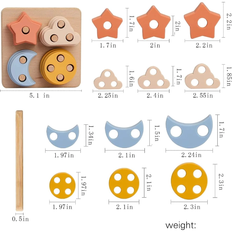 JUGUETE DE MADERA APILABLE PARA BEBE S 12 PIEZAS - 3