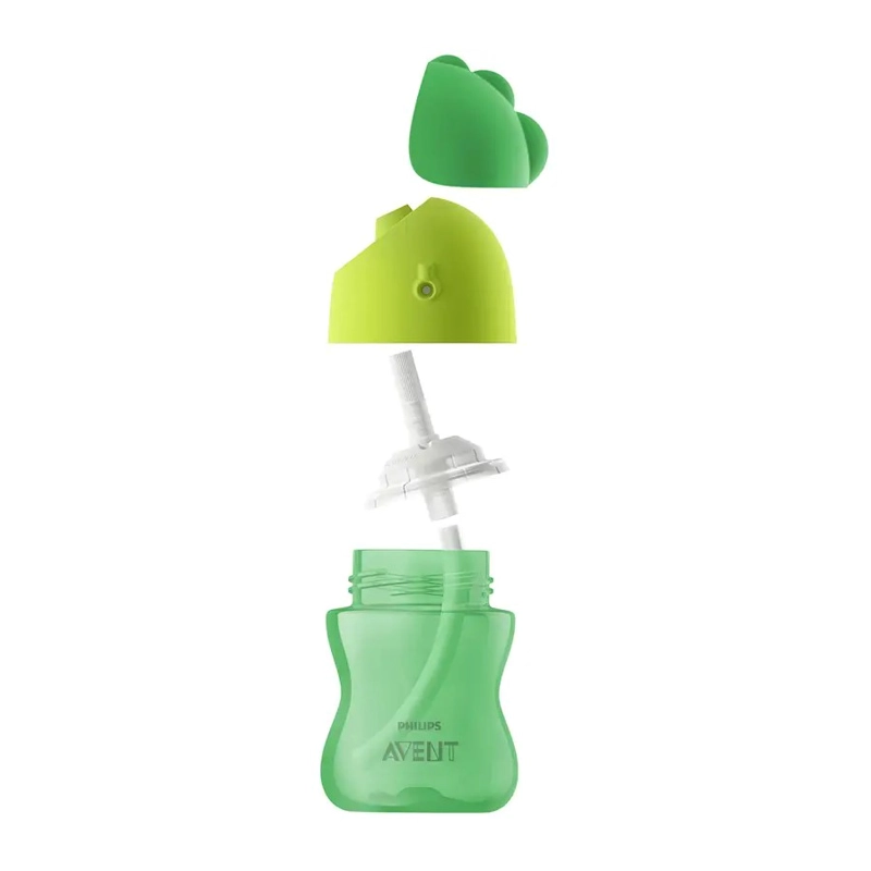 VASO BOMBILLA FLEXIBLE 300ML AVENT DINO VERDE 12M+ SCF798/01 - 4