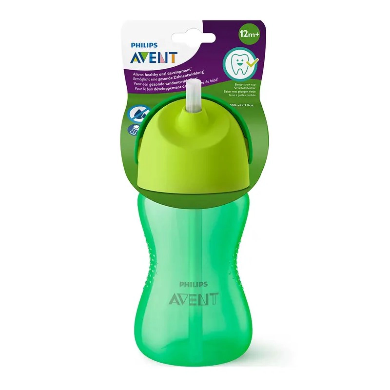 VASO BOMBILLA FLEXIBLE 300ML AVENT DINO VERDE 12M+ SCF798/01 - 5