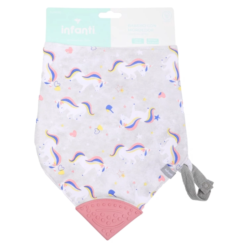 BABERO CON MORDEDOR INFANTI IMPERMEABLE UNICORNIO - 5