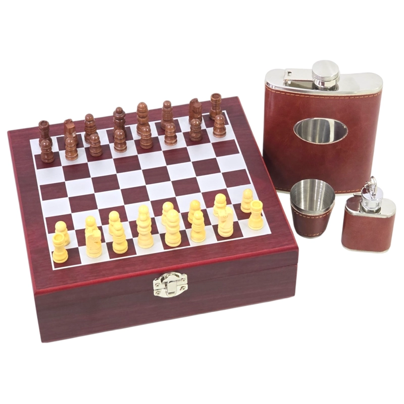 SET JUEGO DE AJEDREZ CON PETACA 8OZ Y ACCESORIOS - 1