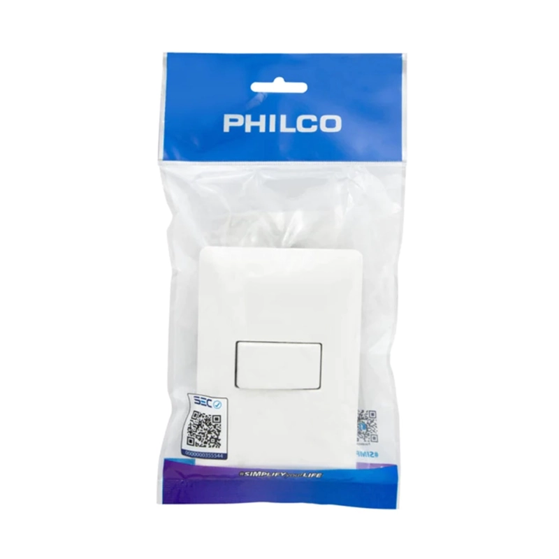 INTERRUPTOR SIMPLE PARED MURO 250V 10A PHILCO BLANCO - 2