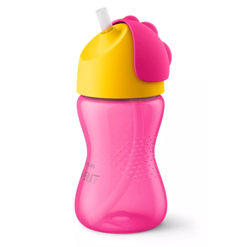 VASO BOMBILLA FLEXIBLE 300ML AVENT DINO ROSADO 12M+ SCF798/02 - 2