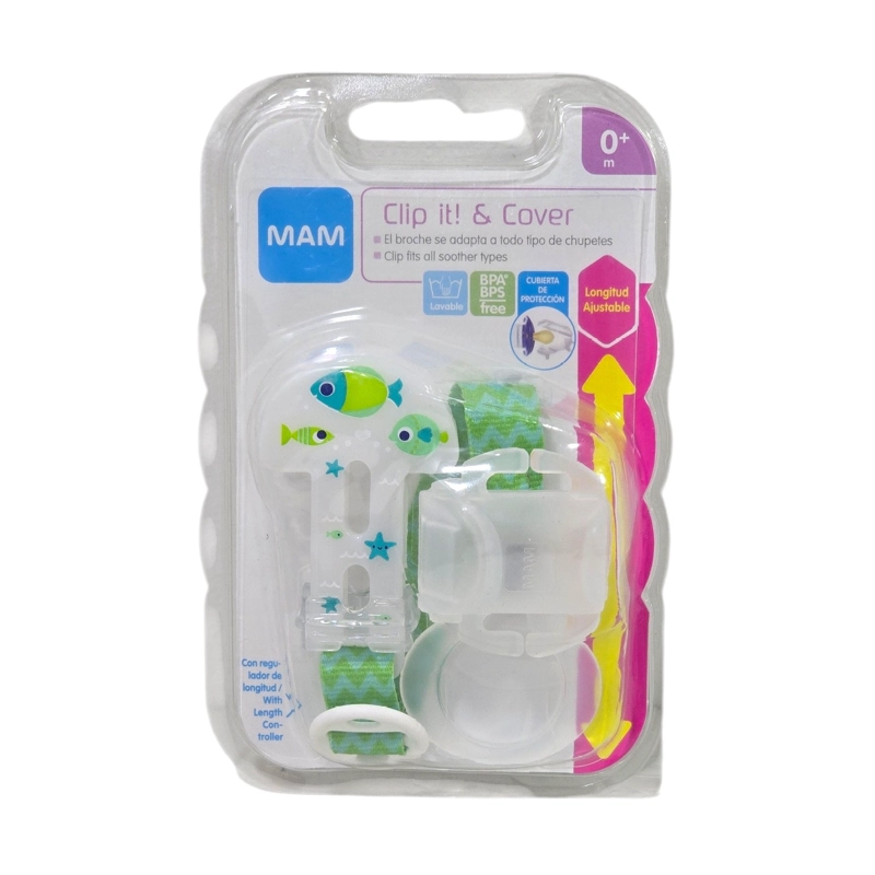 PRENDEDOR MAM PORTA CHUPETE CLIP COBERTOR VERDE/GRIS - 2