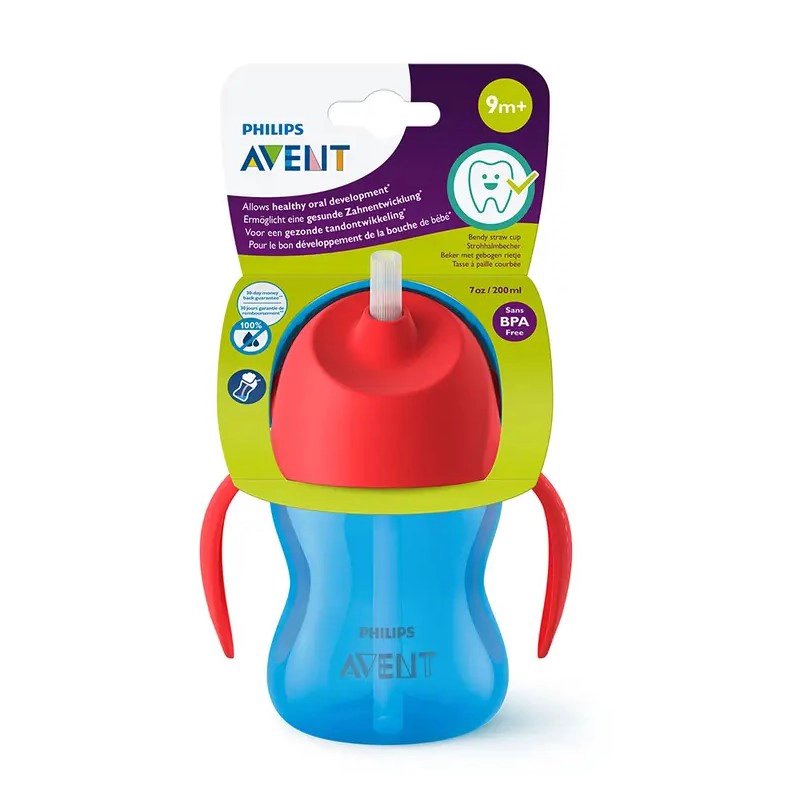 VASO BOMBILLA FLEXIBLE 200ML AVENT DINO AZUL 9M+ SCF796/01 - 5