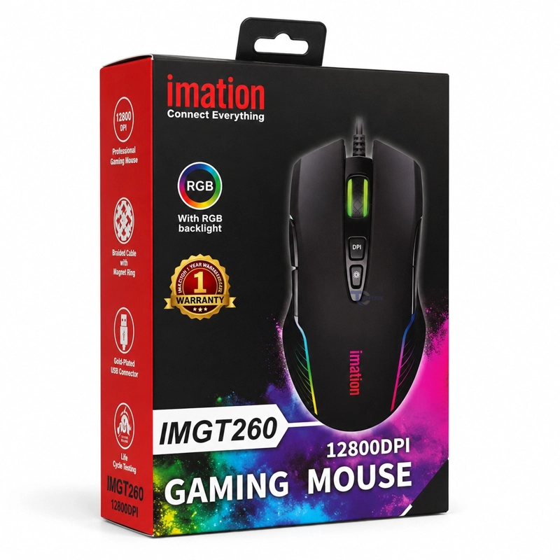 MOUSE GAMER IMATION IMGT260 RGB 12800 DPI - 5