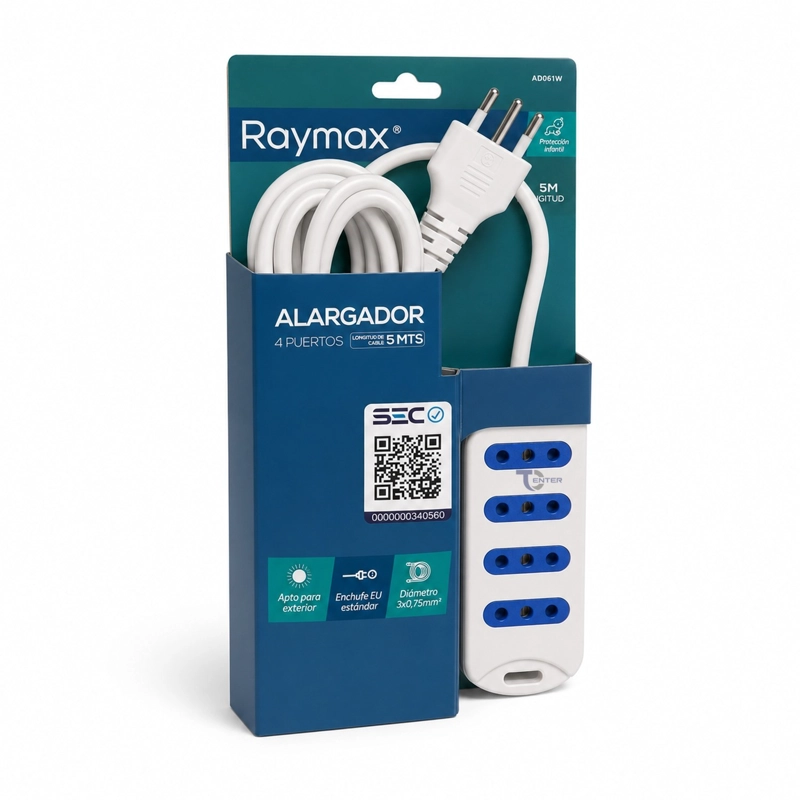 ALARGADOR RAIMAX 5M 4 TOMAS RM0061W BLANCO - 1