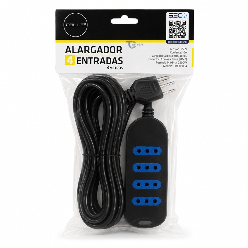 ALARGADOR DBLUE 3M 4 POS DBEXP004BK NEGRO - 1