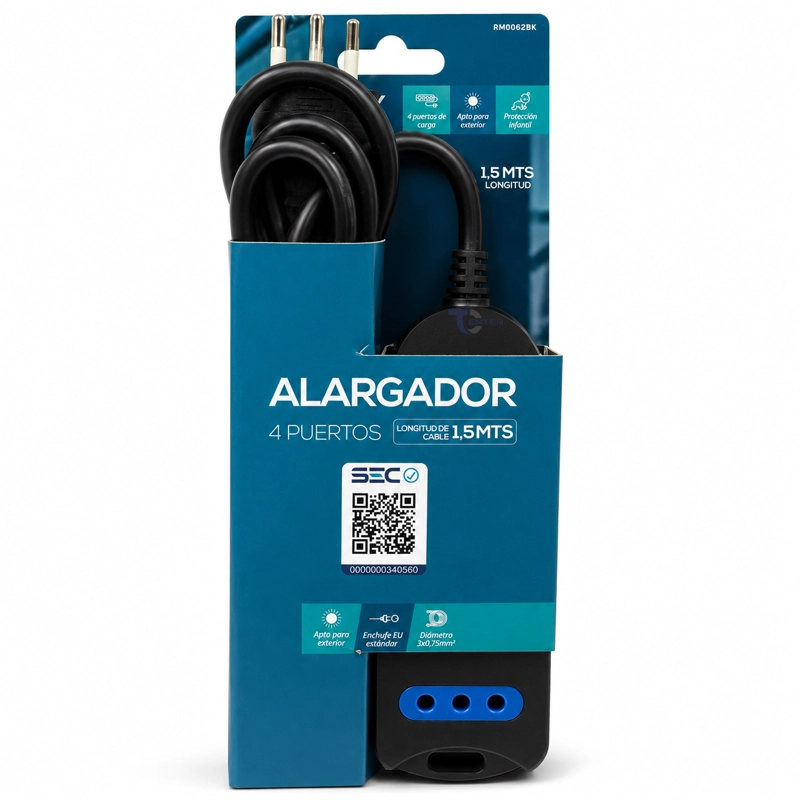 ALARGADOR RAIMAX 4 POS 1,5M RM0062BK NEGRO - 6