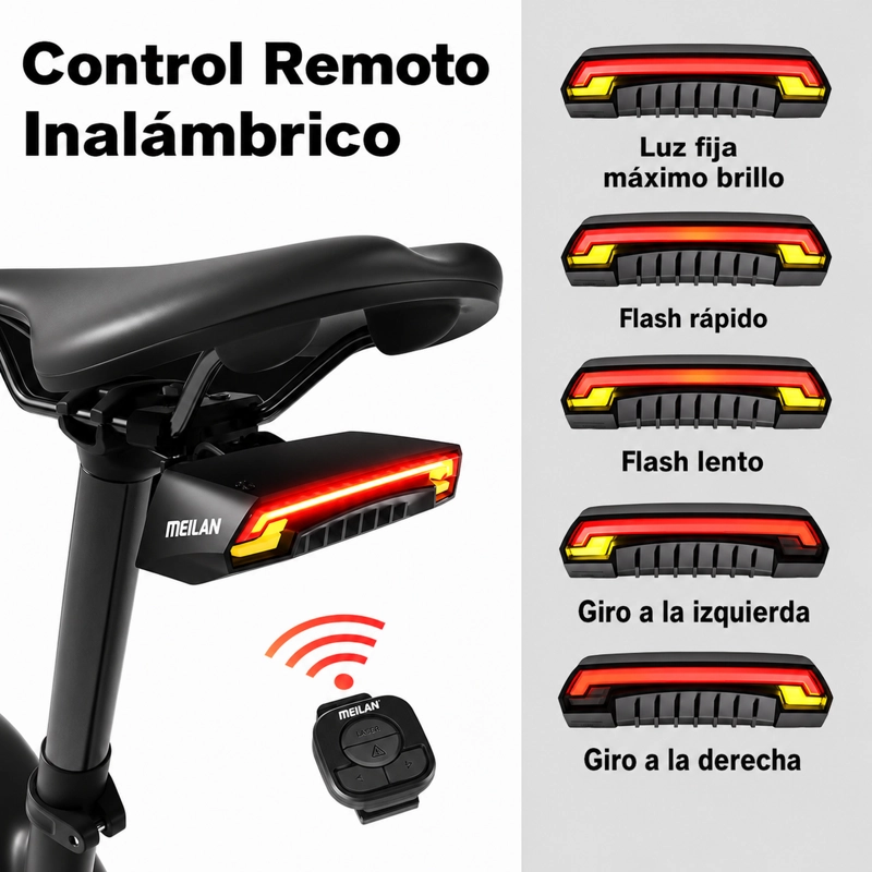 LUZ TRASERA BICICLETA MEILAN X5 CONTROL Y LASER - 3