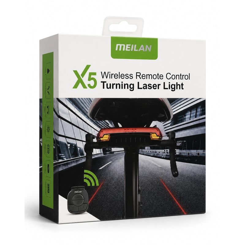 LUZ TRASERA BICICLETA MEILAN X5 CONTROL Y LASER - 5
