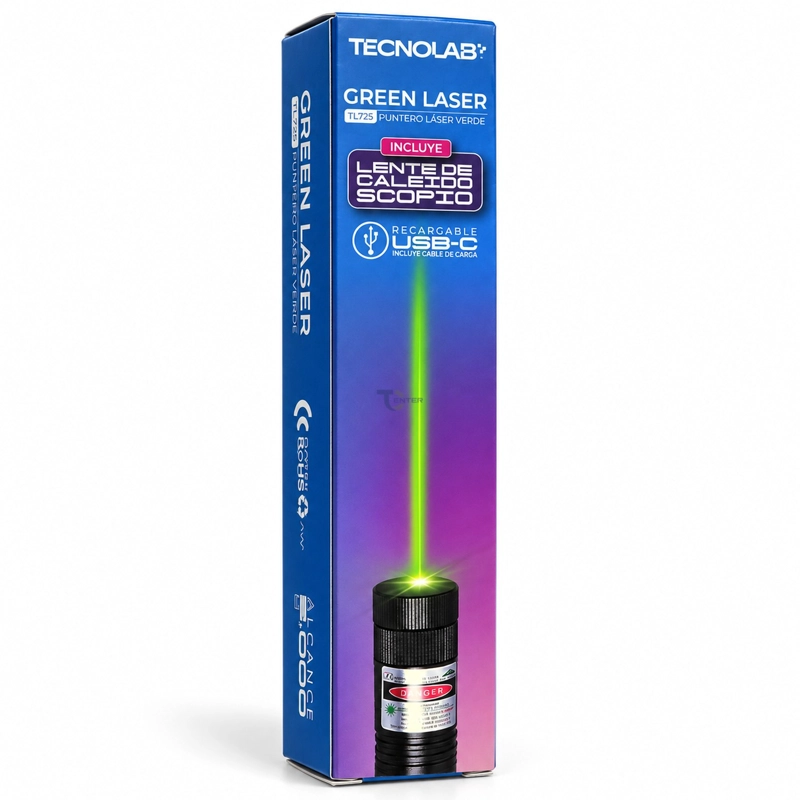 PUNTERO LASER VERDE RECARGABLE USB-C TECNOLAB TL-725 - 5