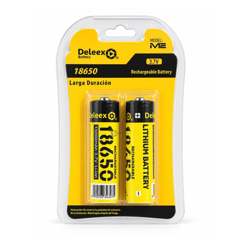 PACK 2 BATERIAS DELEEX 18650 3,7V PUNTA M2 - 1