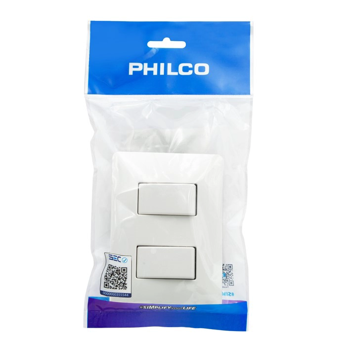 INTERRUPTOR DOBLE PARED MURO 250V 10A PHILCO BLANCO - 2