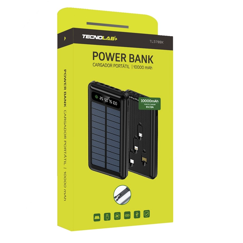 BATERIA PORTATIL SOLAR POWER BANK 10.000 MHA TECNOLAB TL570BK - 5