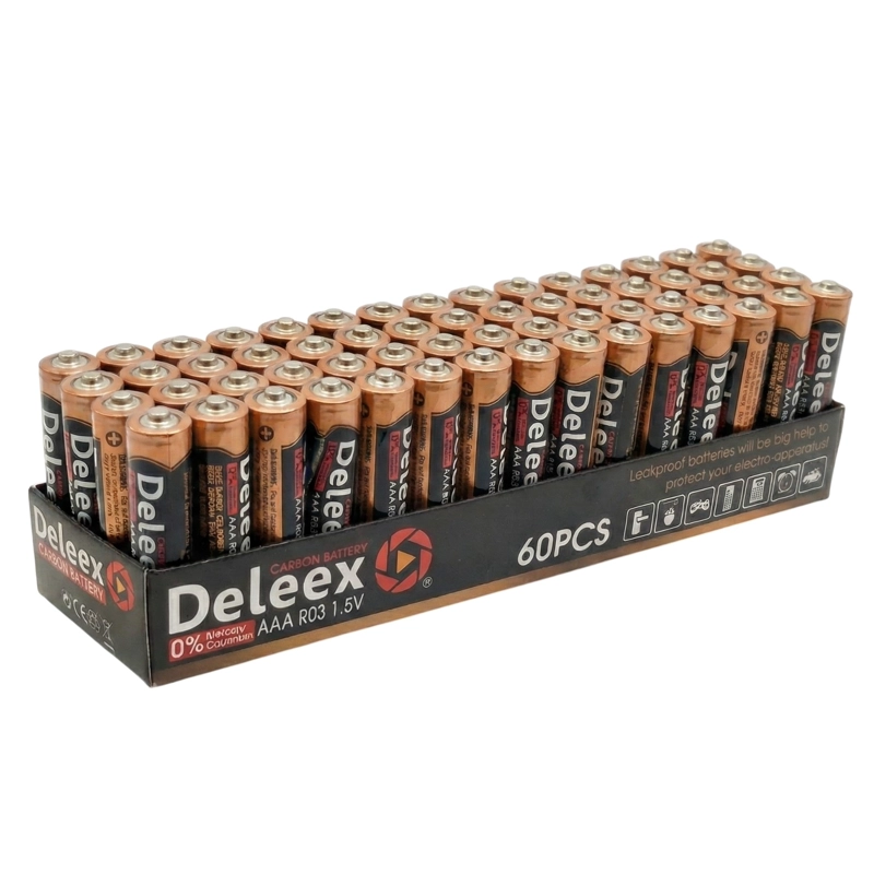 PACK 60 PILAS DELEEX GOLD AAA CARBON BATTERY R03 - 1