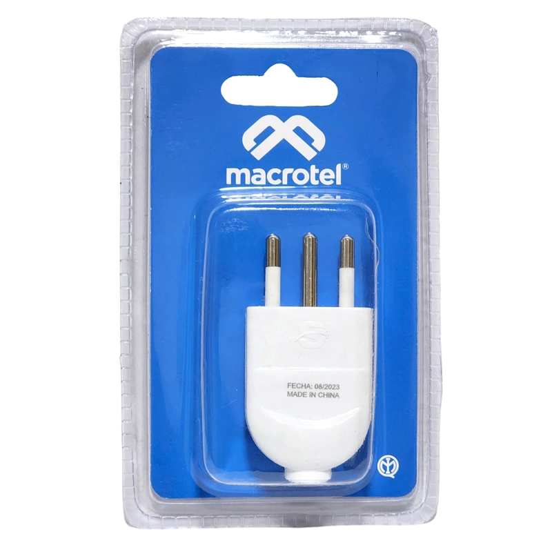 ENCHUFE MACHO VERTICAL MACROTEL 2P+T BLANCO - 2