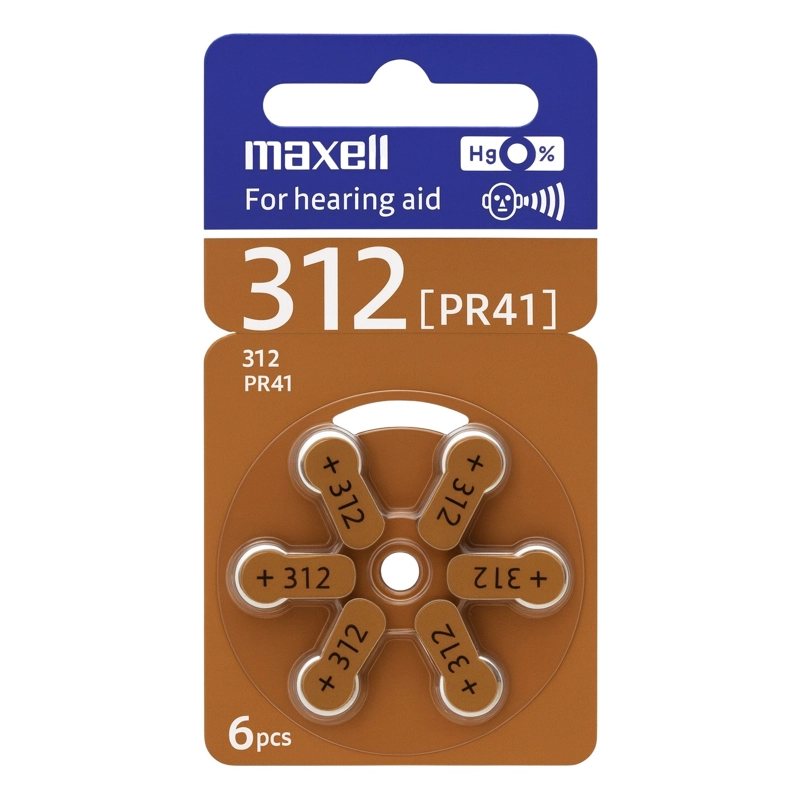 PACK 6 PILAS PARA AUDIFONOS MAXELL 312 AUDITIVAS